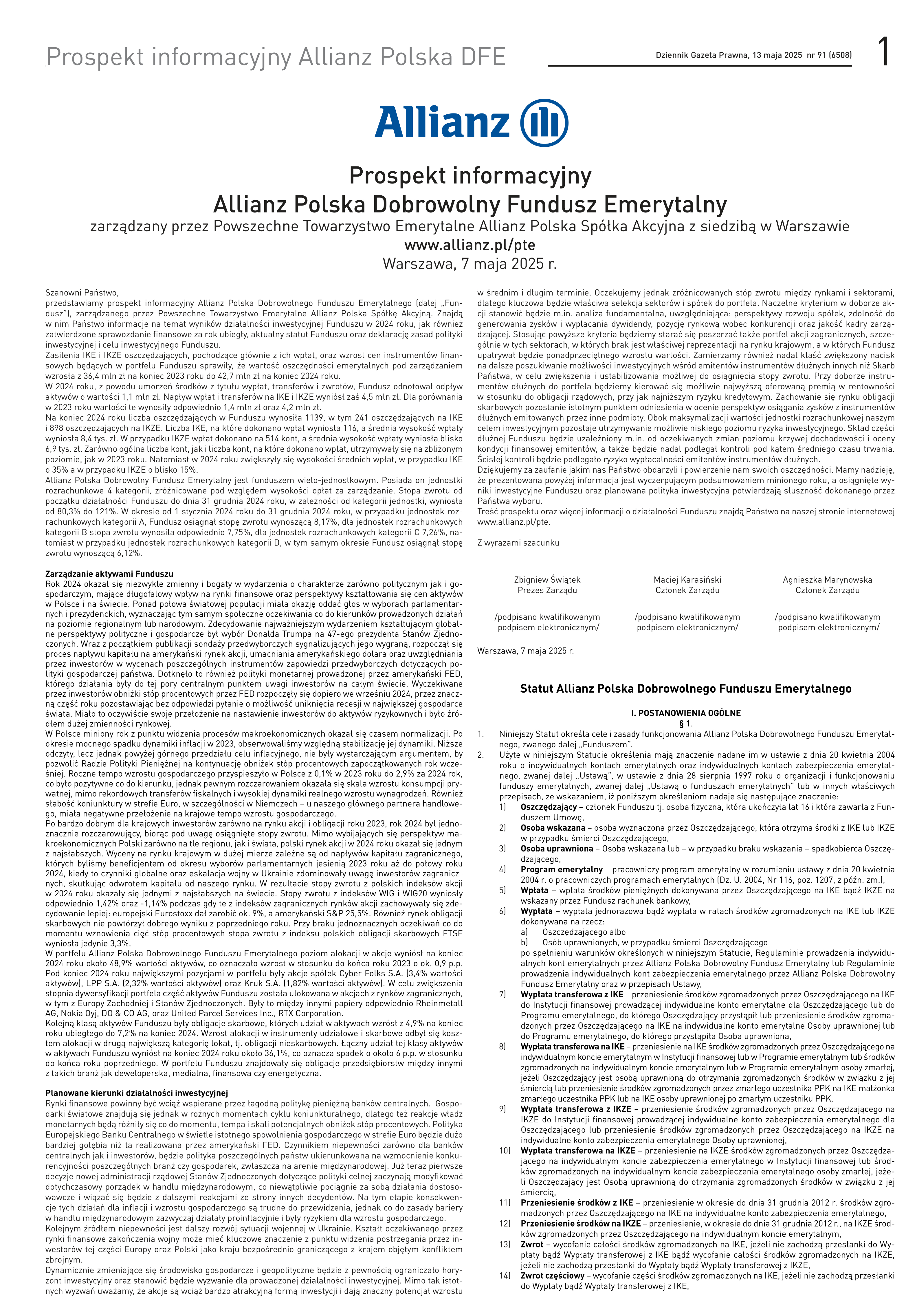 Prospekt informacyjny Allianz Polska DFE_cover