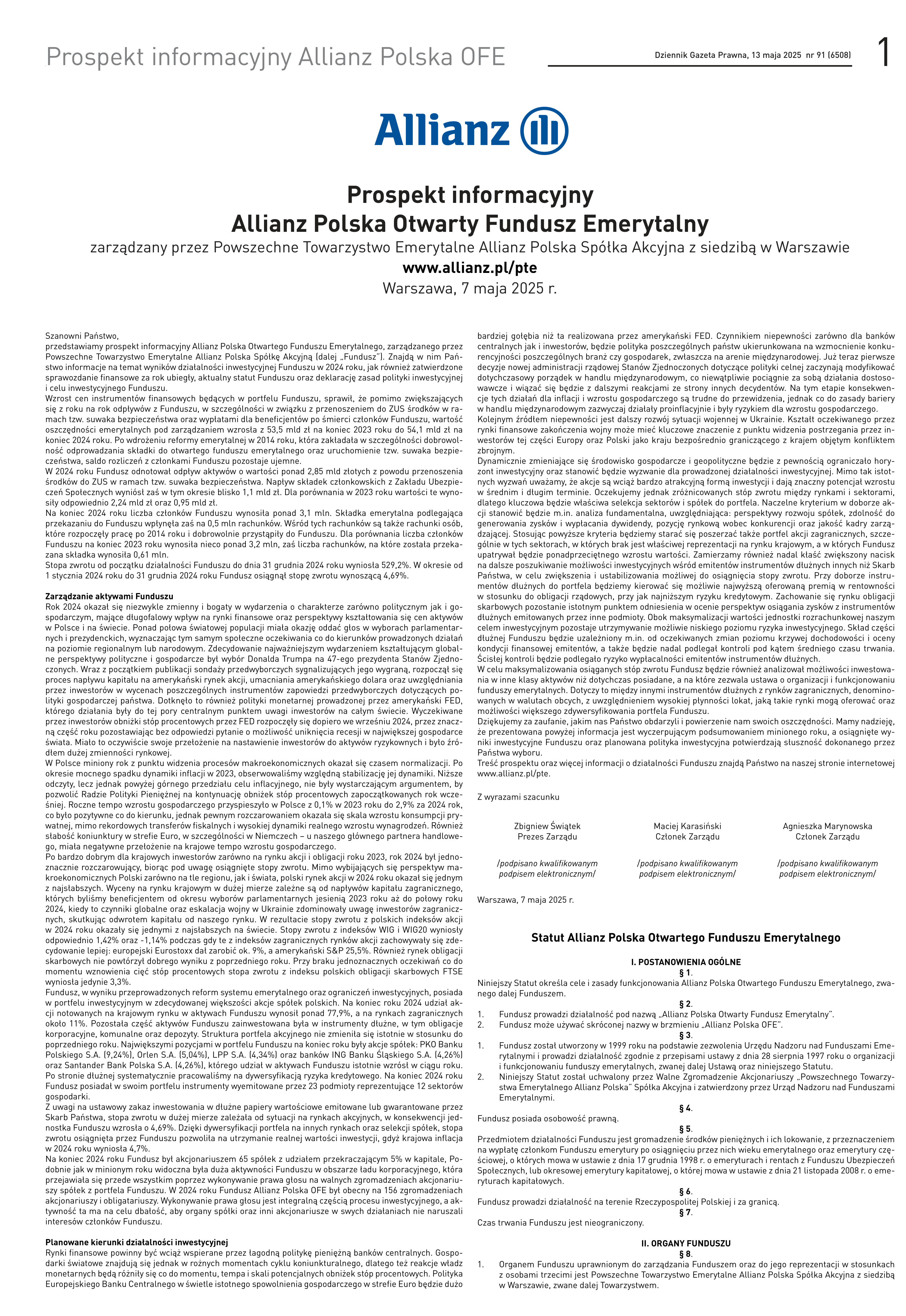 Prospekt informacyjny Allianz Polska OFE_cover