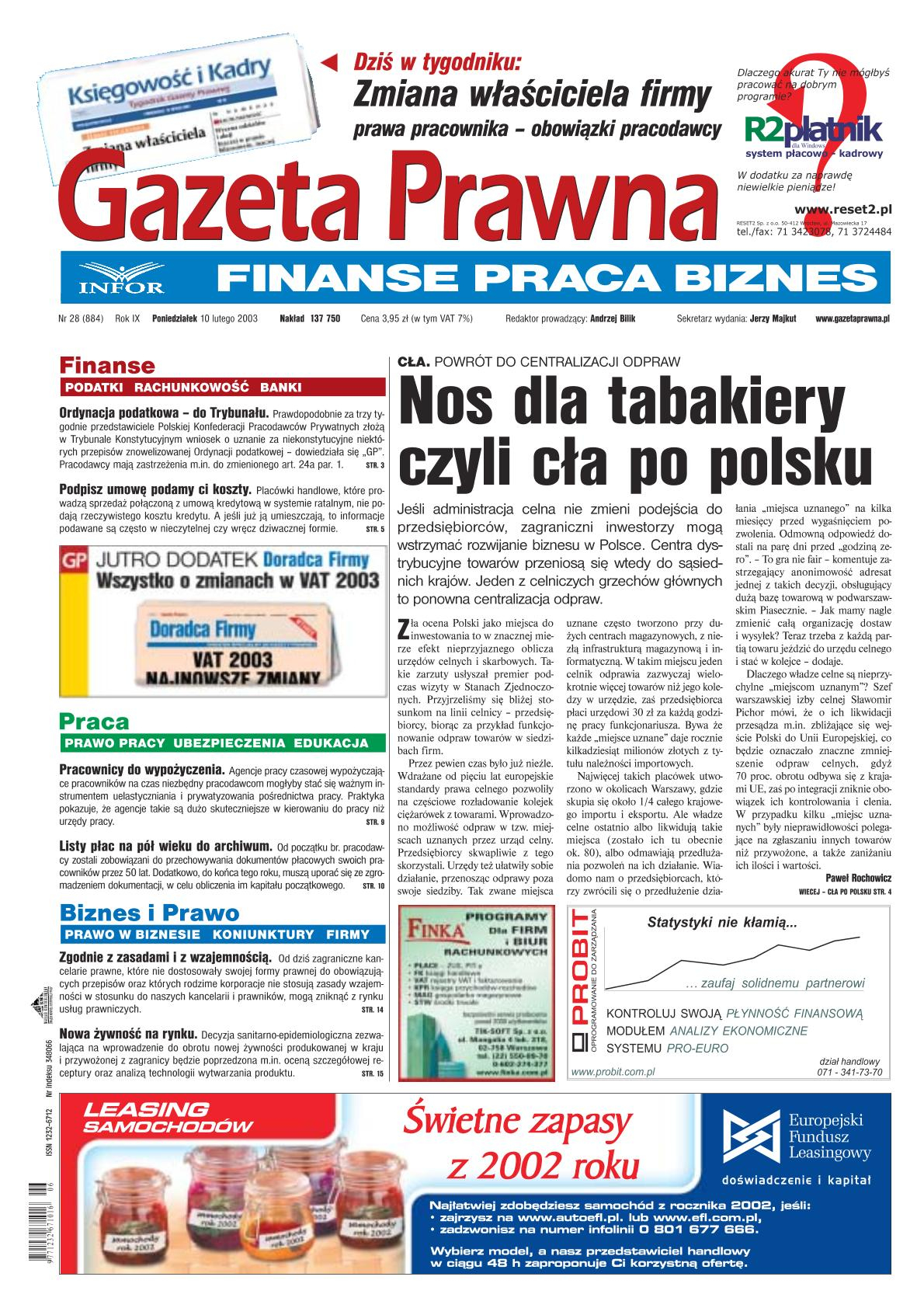 10 lutego 2003 (nr 28)_cover